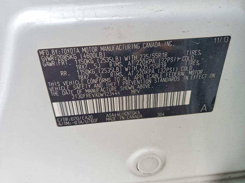 53109276 :رقم المزاد ، 2T3DFREVXDW123444 vin ، 2013 Toyota Rav4 مزاد بيع