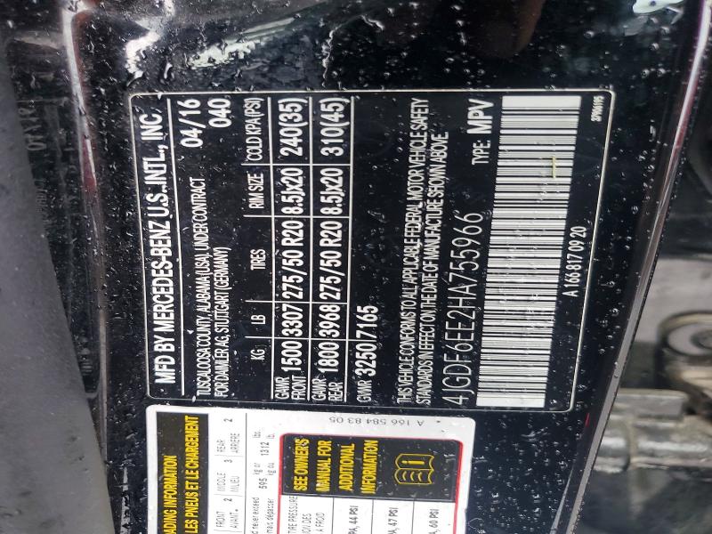 Aukcja sprzedaży 2017 Mercedes-benz Gls, vin: 4JGDF6EE2HA755966, numer aukcji: 54962246