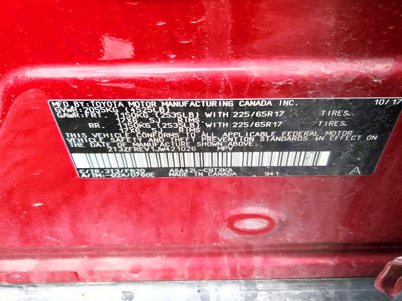 2018 Toyota Rav4 მანქანა იყიდება აუქციონზე, vin: 2T3ZFREV1JW421026, აუქციონის ნომერი: 52491356