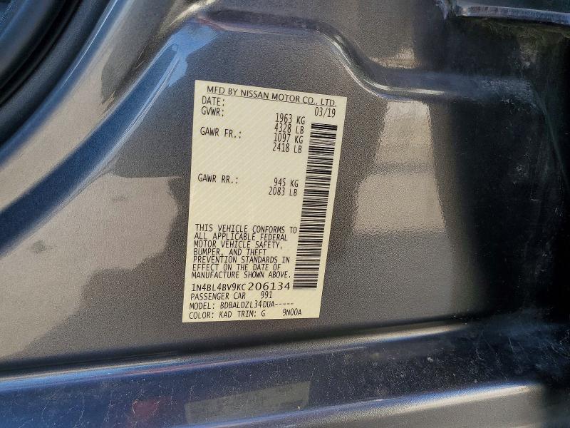 Продаж на аукціоні авто 2019 Nissan Altima, vin: 1N4BL4BV9KC206134, номер лоту: 49844696