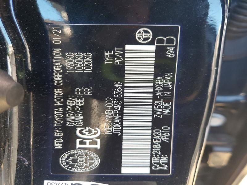 Aukcja sprzedaży 2021 Toyota Prius Prime, vin: JTDKAMFP4M3183649, numer aukcji: 54851346