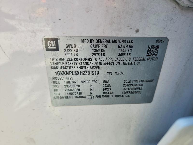 Aukcja sprzedaży 2017 Gmc Acadia, vin: 1GKKNPLSXHZ301919, numer aukcji: 52853716