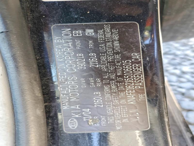 Продажа на аукционе авто 2005 Kia Spectra, vin: KNAFE162155106605, номер лота: 53836256