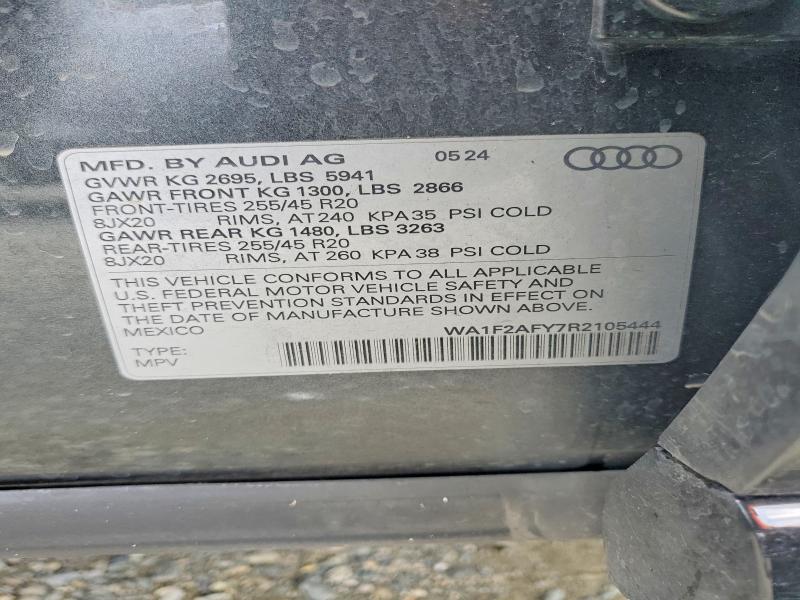 55380726 :رقم المزاد ، WA1F2AFY7R2105444 vin ، 2024 Audi Q5 E مزاد بيع