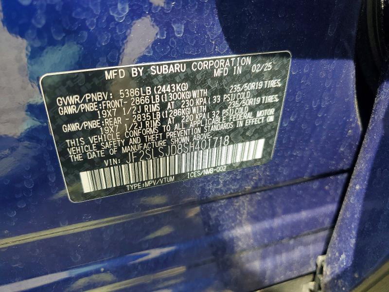 Продаж на аукціоні авто 2025 Subaru Forester, vin: JF2SLSJD8SH401718, номер лоту: 54512286