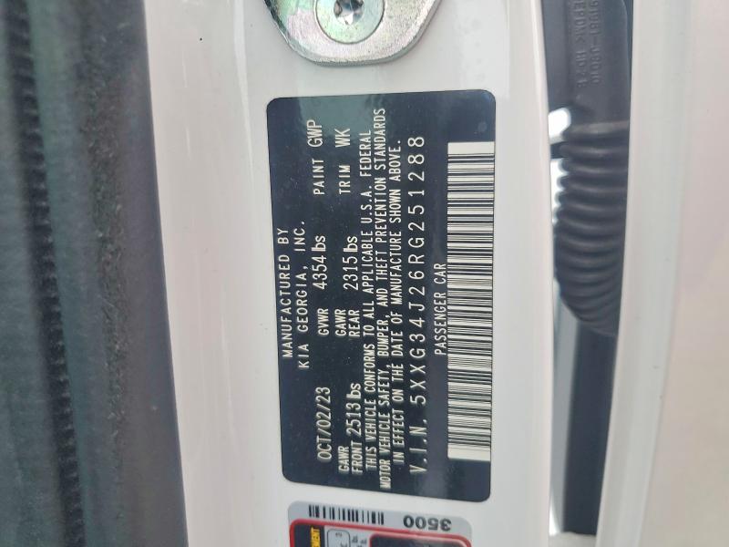 2024 Kia K5 მანქანა იყიდება აუქციონზე, vin: 5XXG34J26RG251288, აუქციონის ნომერი: 53052346