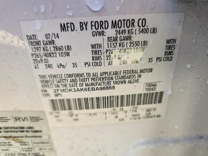 Продажа на аукционе авто 2014 Ford Edge, vin: 2FMDK3AK6EBA98868, номер лота: 51880926