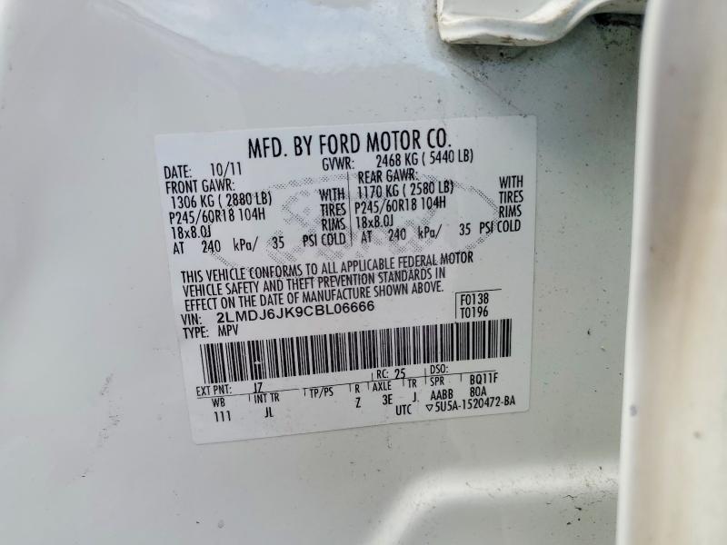 Продаж на аукціоні авто 2012 Lincoln Mkx, vin: 2LMDJ6JK9CBL06666, номер лоту: 53597426