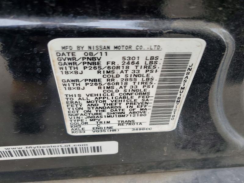 Продаж на аукціоні авто 2011 Infiniti Fx35, vin: JN8AS1MU1BM712180, номер лоту: 54673126