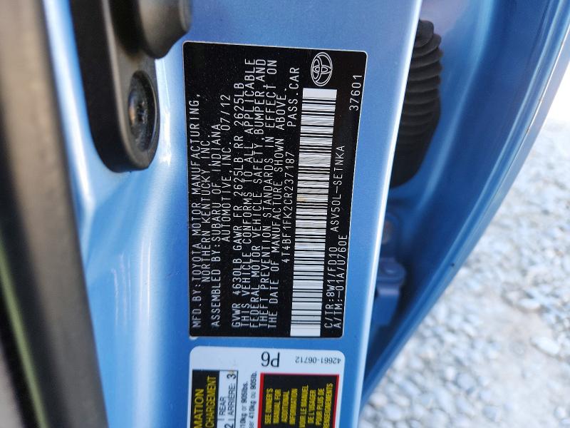 Продаж на аукціоні авто 2012 Toyota Camry, vin: 4T4BF1FK2CR237187, номер лоту: 53941256