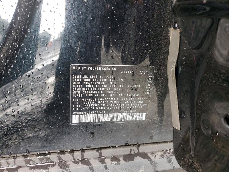 52930486 :رقم المزاد ، WVGUNPE27MP061411 vin ، 2021 Volkswagen Id.4 مزاد بيع