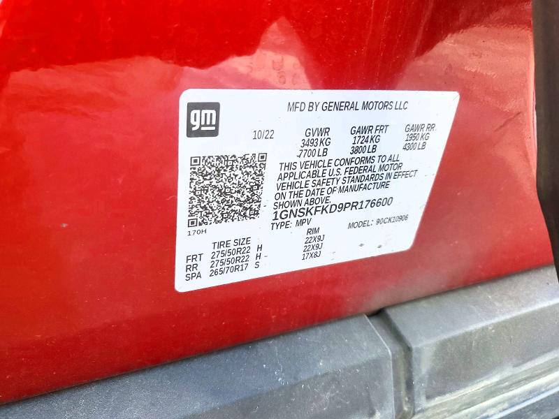 2023 Chevrolet Suburban მანქანა იყიდება აუქციონზე, vin: 1GNSKFKD9PR176600, აუქციონის ნომერი: 54667896