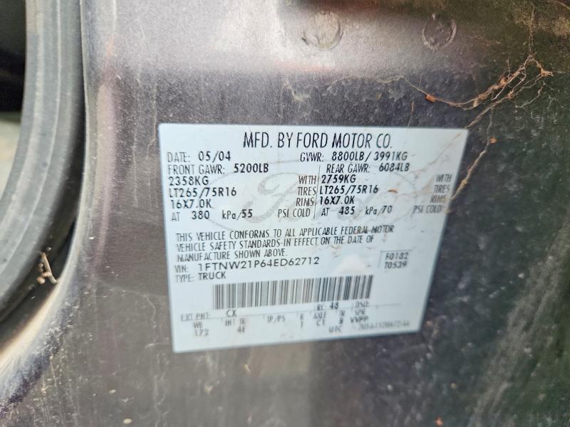 53607036 :رقم المزاد ، 1FTNW21P64ED62712 vin ، 2004 Ford F250 مزاد بيع