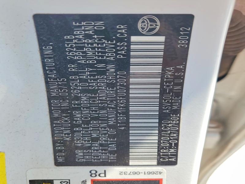 53219116 :رقم المزاد ، 4T1BF1FK6FU073070 vin ، 2015 Toyota Camry مزاد بيع