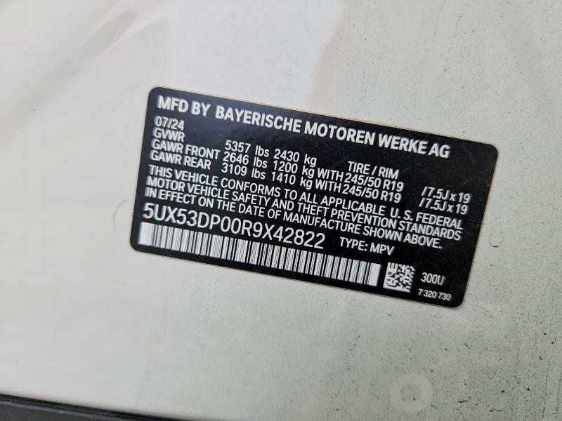 2024 Bmw X3 მანქანა იყიდება აუქციონზე, vin: 5UX53DP00R9X42822, აუქციონის ნომერი: 52258116