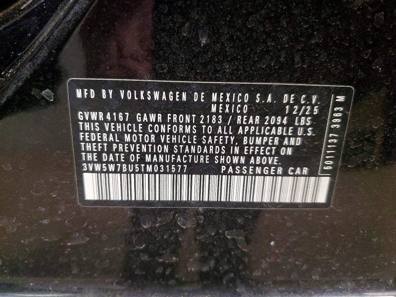 Продаж на аукціоні авто 2026 Volkswagen Jetta, vin: 3VW5W7BU5TM031577, номер лоту: 53641186