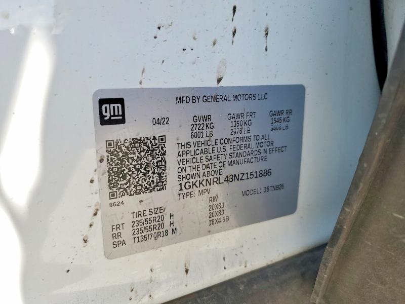Aukcja sprzedaży 2022 Gmc Acadia, vin: 1GKKNRL43NZ151886, numer aukcji: 52152406