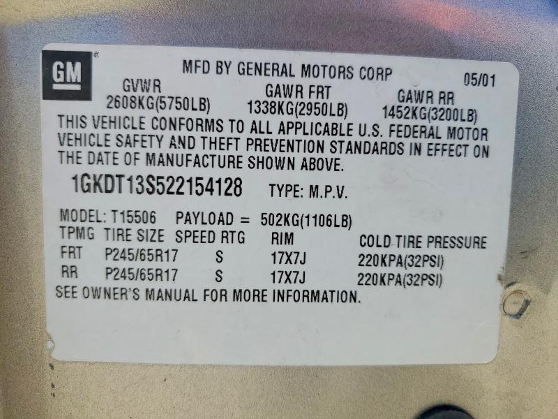 Продажа на аукционе авто 2002 Gmc Envoy, vin: 1GKDT13S522154128, номер лота: 51516366