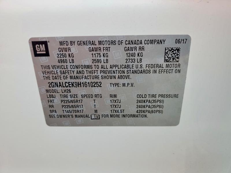 Aukcja sprzedaży 2017 Chevrolet Equinox, vin: 2GNALCEK9H1610252, numer aukcji: 55118946
