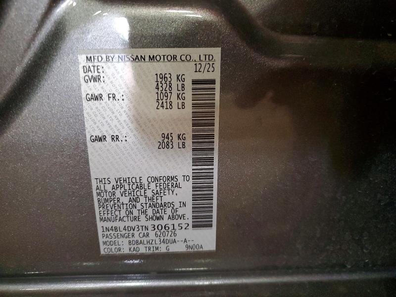 Aukcja sprzedaży 2026 Nissan Altima, vin: 1N4BL4DV3TN306152, numer aukcji: 54839706