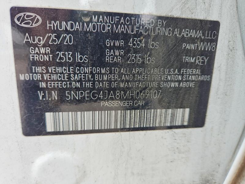 2021 Hyundai Sonata მანქანა იყიდება აუქციონზე, vin: 5NPEG4JA8MH069107, აუქციონის ნომერი: 52719296