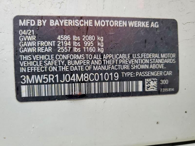 Продаж на аукціоні авто 2021 Bmw 330i, vin: 3MW5R1J04M8C01019, номер лоту: 52375386