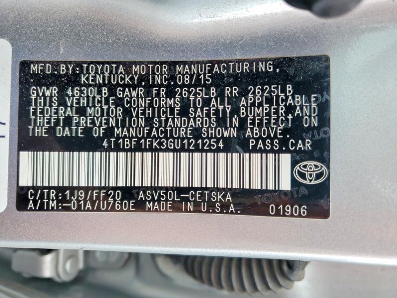 Продаж на аукціоні авто 2016 Toyota Camry, vin: 4T1BF1FK3GU121254, номер лоту: 55012626