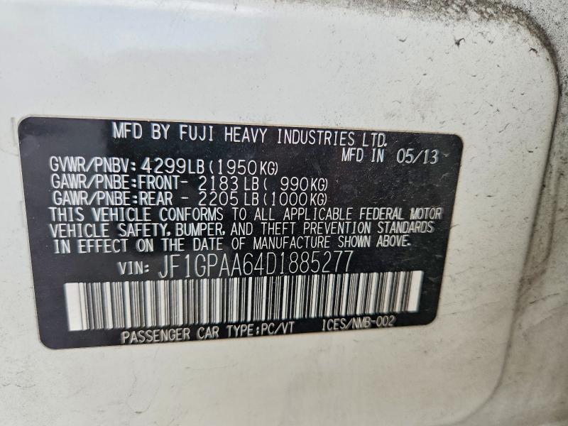 55222156 :رقم المزاد ، JF1GPAA64D1885277 vin ، 2013 Subaru Impreza مزاد بيع