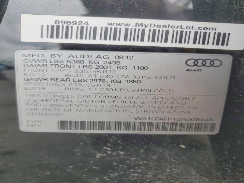 Продаж на аукціоні авто 2013 Audi Q5, vin: WA1LFAFP1DA008446, номер лоту: 53356916