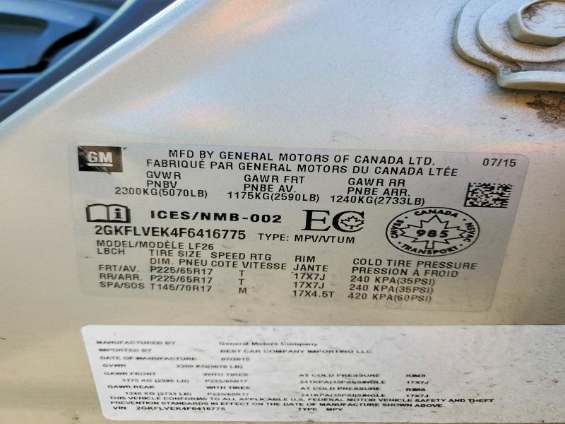 54805826 :رقم المزاد ، 2GKFLVEK4F6416775 vin ، 2015 Gmc Terrain مزاد بيع