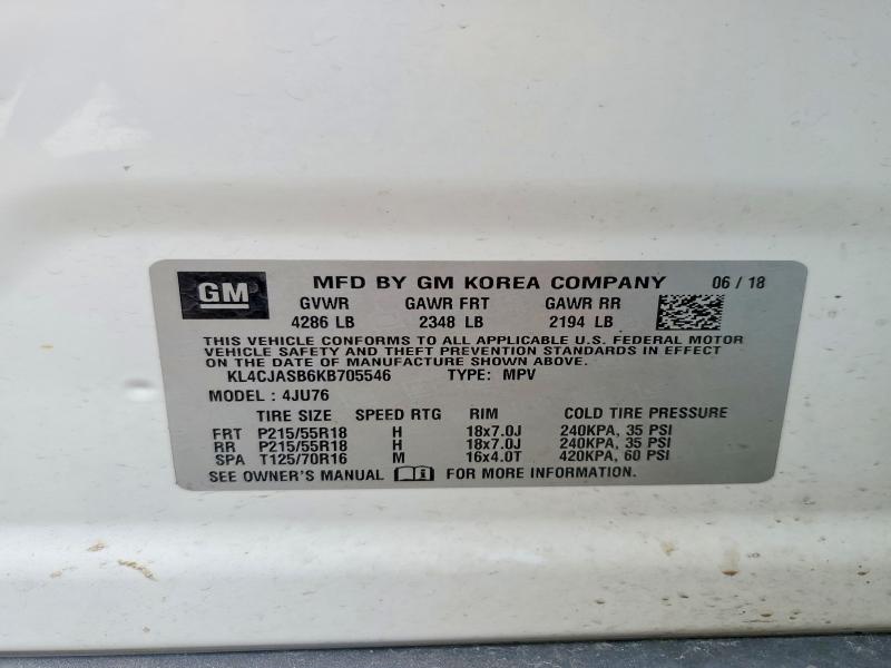 Продаж на аукціоні авто 2019 Buick Encore, vin: KL4CJASB6KB705546, номер лоту: 55101886