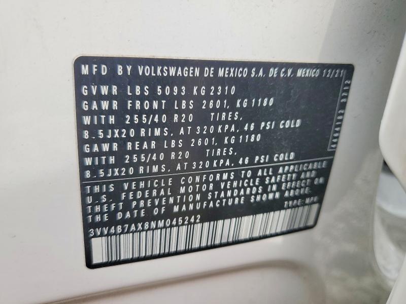 Продаж на аукціоні авто 2022 Volkswagen Tiguan, vin: 3VV4B7AX8NM045242, номер лоту: 53617216