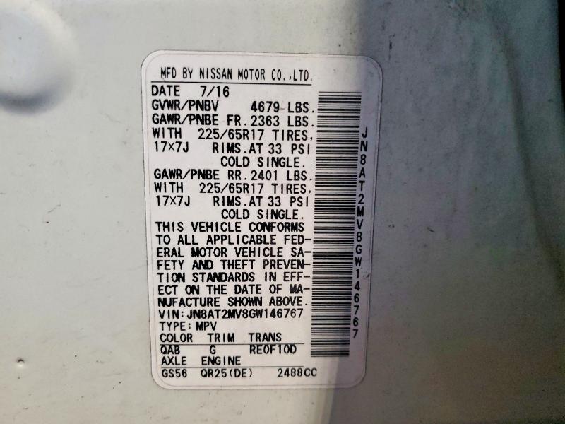 Продажа на аукционе авто 2016 Nissan Rogue, vin: JN8AT2MV8GW146767, номер лота: 55323096