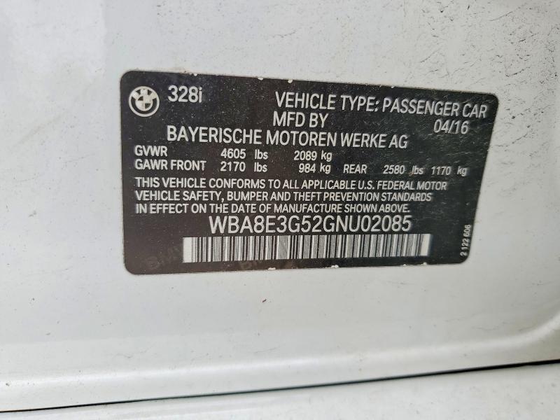 Aukcja sprzedaży 2016 Bmw 328, vin: WBA8E3G52GNU02085, numer aukcji: 52840876