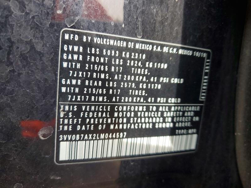 Продаж на аукціоні авто 2020 Volkswagen Tiguan, vin: 3VV0B7AX2LM044597, номер лоту: 53807376