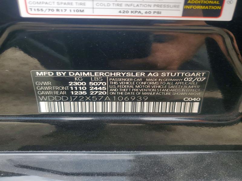 Продажа на аукционе авто 2007 Mercedes-benz Cls, vin: WDDDJ72X57A106939, номер лота: 53381156