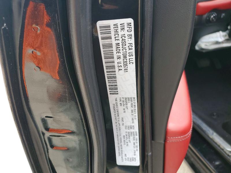 49598776 :رقم المزاد ، 1C4SDJCT0MC835741 vin ، 2021 Dodge Durango مزاد بيع