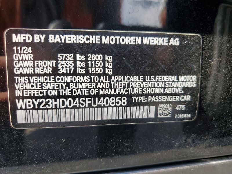 Aukcja sprzedaży 2025 Bmw I4, vin: WBY23HD04SFU40858, numer aukcji: 54813646