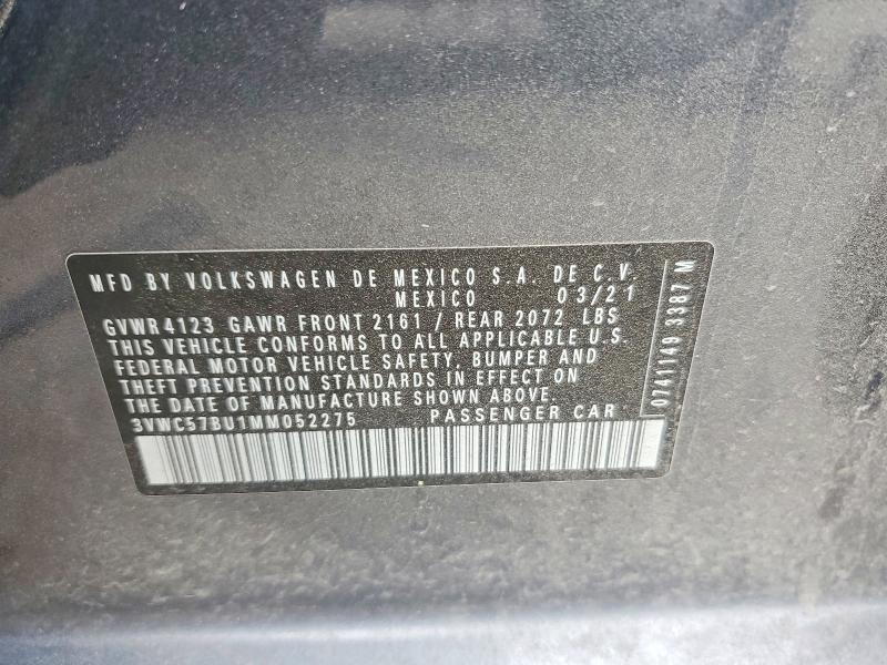 Aukcja sprzedaży 2021 Volkswagen Jetta, vin: 3VWC57BU1MM052275, numer aukcji: 49110736