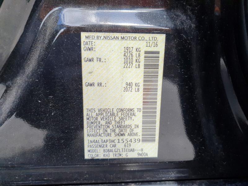 Продажа на аукционе авто 2017 Nissan Altima, vin: 1N4AL3AP3HC155439, номер лота: 54119076
