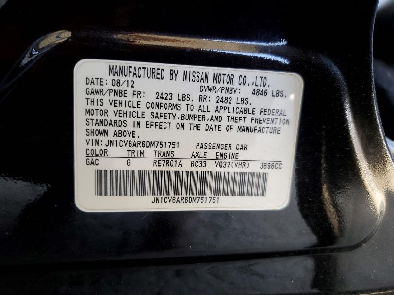 Aukcja sprzedaży 2013 Infiniti G37 Sedan, vin: JN1CV6AR6DM751751, numer aukcji: 54505986