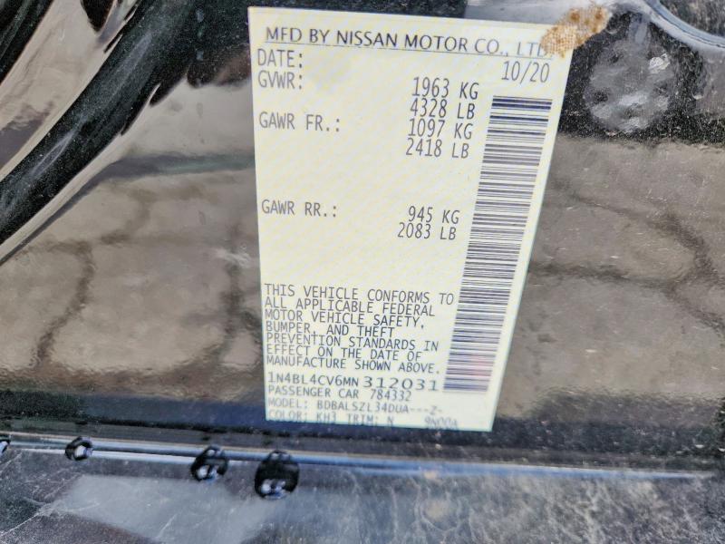 Продажа на аукционе авто 2021 Nissan Altima, vin: 1N4BL4CV6MN312031, номер лота: 54693776