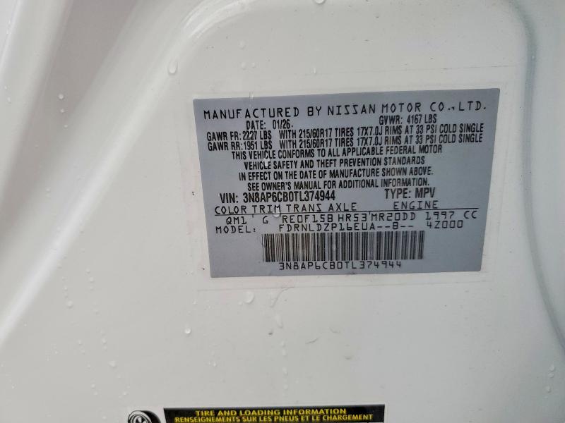Aukcja sprzedaży 2026 Nissan Kicks, vin: 3N8AP6CB0TL374944, numer aukcji: 54070296
