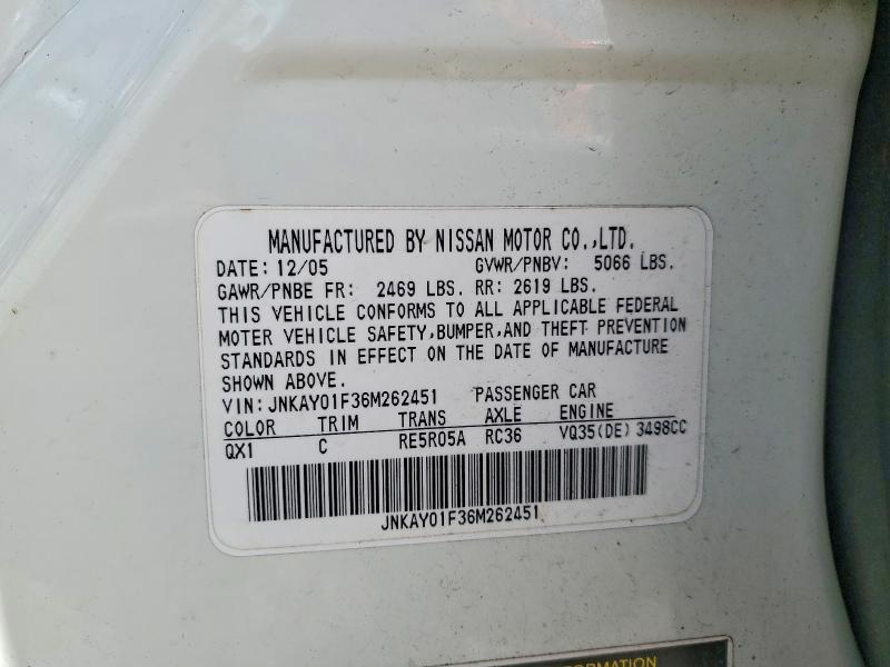 Продажа на аукционе авто 2006 Infiniti M35, vin: JNKAY01F36M262451, номер лота: 52163576