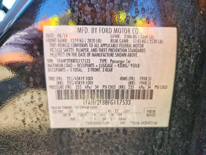 2015 Ford Taurus მანქანა იყიდება აუქციონზე, vin: 1FAHP2F88FG117533, აუქციონის ნომერი: 54462196