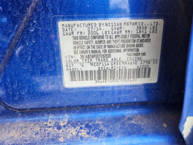 54728486 :رقم المزاد ، 3N1AB7AP0EY282630 vin ، 2014 Nissan Sentra مزاد بيع