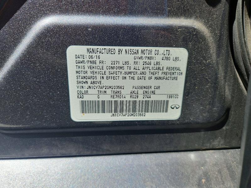Продажа на аукционе авто 2016 Infiniti Q50, vin: JN1CV7AP2GM203562, номер лота: 53055926