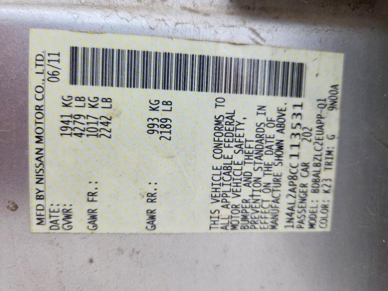 Aukcja sprzedaży 2012 Nissan Altima, vin: 1N4AL2AP8CC113531, numer aukcji: 53992206