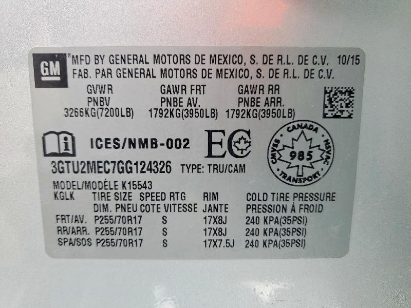 Продажа на аукционе авто 2016 Gmc Sierra, vin: 3GTU2MEC7GG124326, номер лота: 53409596