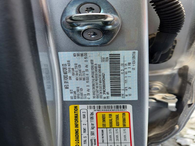 54762966 :رقم المزاد ، 3FMCR9B6XNRD94621 vin ، 2022 Ford Bronco Sport مزاد بيع
